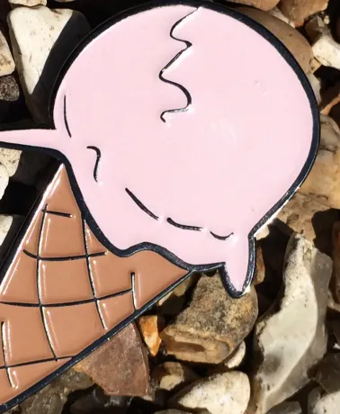 Super Sweet Pink Glazed DRIPPING ICE CREAM (with Cone) enamel pin badge