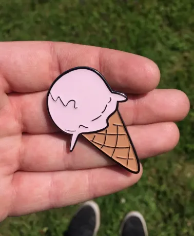 Super Sweet Pink Glazed DRIPPING ICE CREAM (with Cone) enamel pin badge